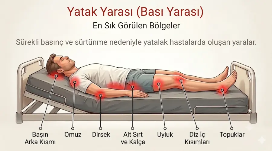 Yatak yarası vücudun hangi bölgelerinde oluşur?